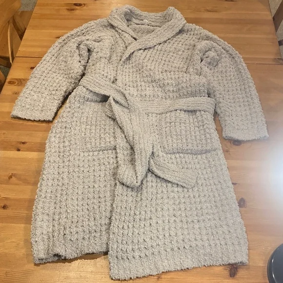 NWOT: Pottery Barn Ultra Soft Gray/Grey Knee Length Wake Waffle Weave Robe - Picture 2 of 8